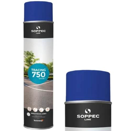 Farba w sprayu do malowania linii Soppec Tracing w kolorze niebieskim, puszka 750 ml.