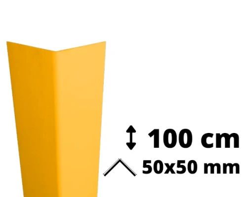 Narożnik ochronny z PVC AcroMat o symetrycznym przekroju 50x50 mm i długości 100 cm w kolorze miodowym.