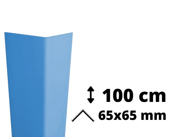 Narożnik ochronny z PVC AcroMat w kolorze sztormowym o symetrycznym przekroju 65x65 mm i długości 100 cm.