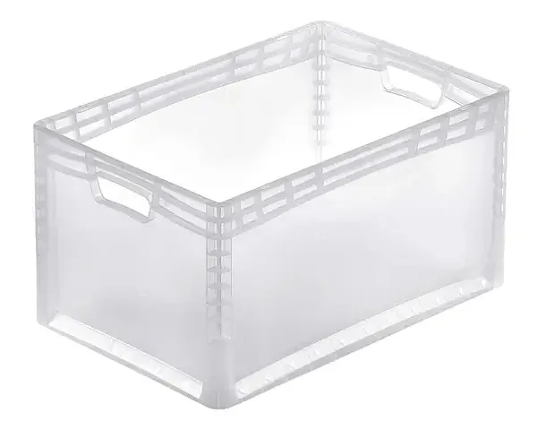 Transparentny pojemnik magazynowo-transportowy z serii lightline o wymiarach 600x400x320 mm.