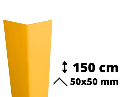 Narożnik ochronny z PVC AcroMat o symetrycznym przekroju 50x50 mm i długości 150 cm, miodowy.