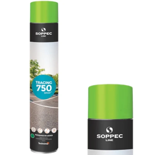 Farba w sprayu do malowania linii Soppec Tracing w kolorze zielonym, puszka 750 ml.webp