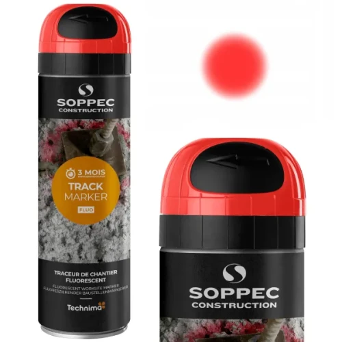 Spray geodezyjny fluorescencyjny Soppec Track Marker w kolorze czerwonym, puszka 500 ml.