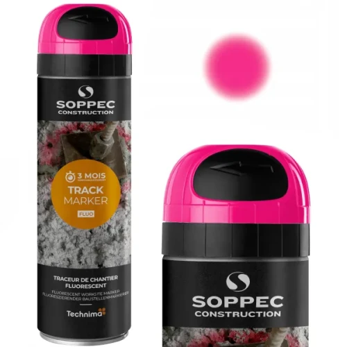 Spray geodezyjny fluorescencyjny Soppec Track Marker w kolorze różowym, puszka 500 ml.