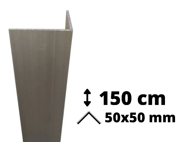 Narożnik aluminiowy o długości 150 cm i przekroju ramion 50x50 mm przeznaczony do ochrony ścian