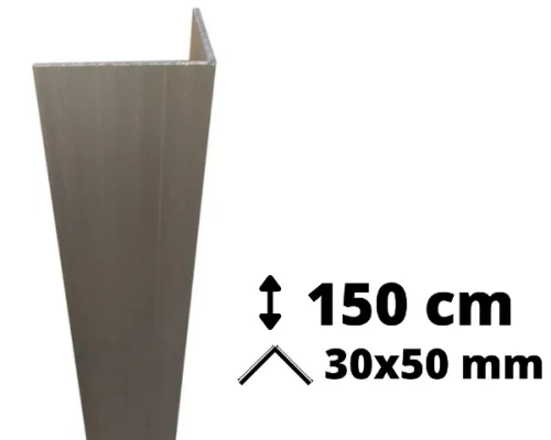 Narożnik aluminiowy o długości 200 cm i przekroju ramion 50x50 mm przeznaczony do ochrony ścian.