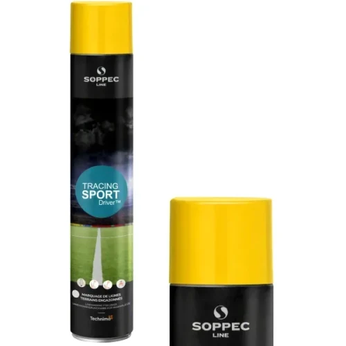 Spray do wyznaczania linii boisk Soppec Tracing Sport 750 ml żółty. Profesjonalna farba w aerozolu do znakowania murawy sportowej. Puszka 750 ml z widoczną nasadką ochronną.