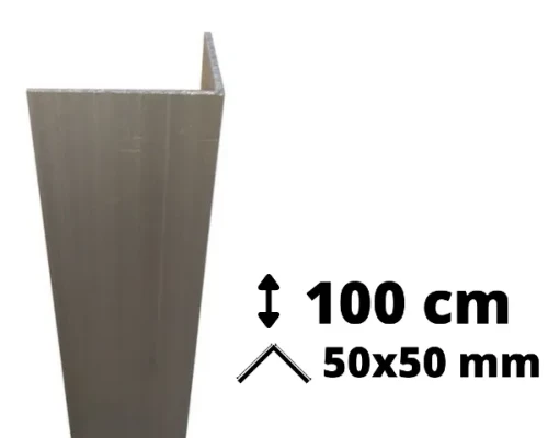 Narożnik aluminiowy o długości 100 cm i przekroju ramion 50x50 mm przeznaczony do ochrony ścian.