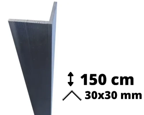 Narożnik aluminiowy o długości 150 cm i przekroju ramion 30x30 mm przeznaczony do ochrony ścian.