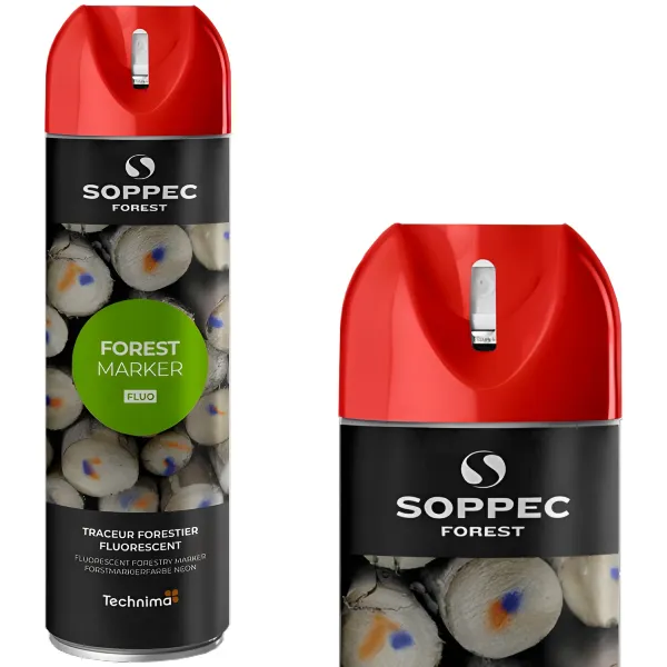 Puszka farby w sprayu do znakowania drzew Soppec Forest Marker 500 ml czerwona fluorescencyjna.
