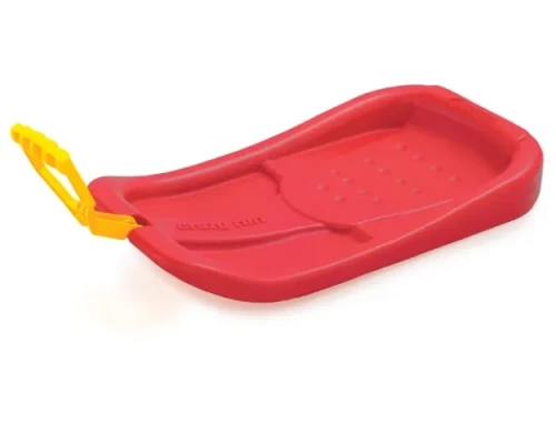 Czerwony ślizgacz do zjeżdżania po śniegu Prosperplast Crazy Run o ergonomicznym opływowym kształcie.