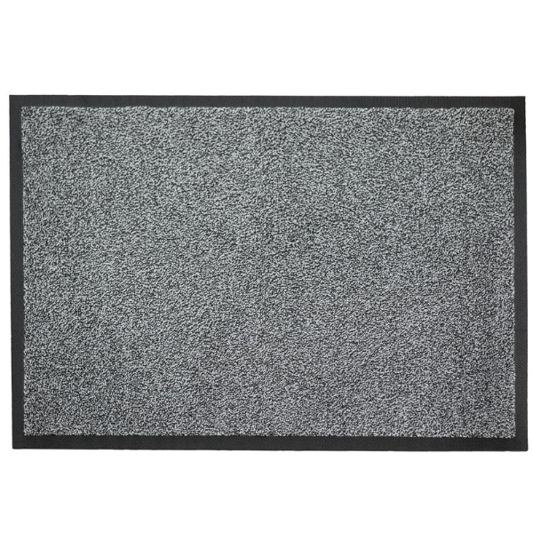 Popielata wycieraczka wejściowa Strongmata  85x120 cm z elastycznej gumy nitrylowej leżąca płasko.