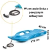 Duże plastikowe sanki dla dwojga dzieci o masie 2484 g wykonane z elastycznego tworzywa odpornego na niskie temperatury.