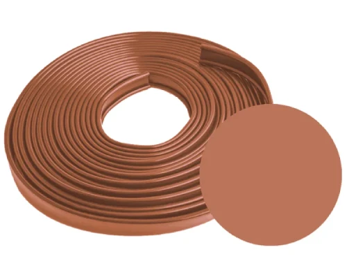 Miedziana okładzina poręczowa 40x8 mm z PCV, zwinięta w rolkę o długości 20mb wraz z próbką koloru.