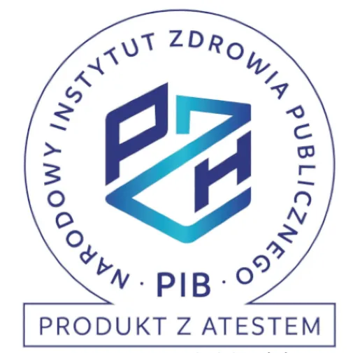 Okładzina poręczowa PCV posiada atest Narodowego Instytutu Zdrowia Publicznego.