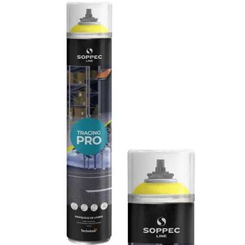 Farba w sprayu do malowania linii Soppec Tracing Pro w kolorze żółtym RAL 1023, puszka 750 ml