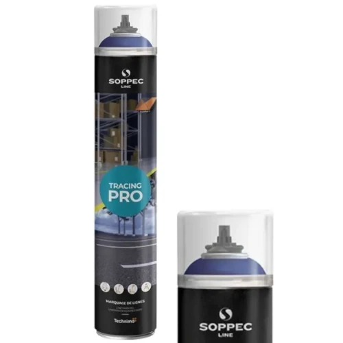 Farba w sprayu do malowania linii Soppec Tracing Pro w kolorze niebieskim RAL 5017, puszka 750 ml.
