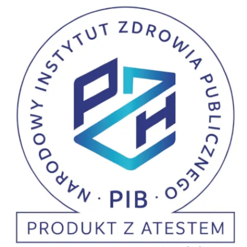 Okładzina poręczowa PCV posiada atest Narodowego Instytutu Zdrowia Publicznego.