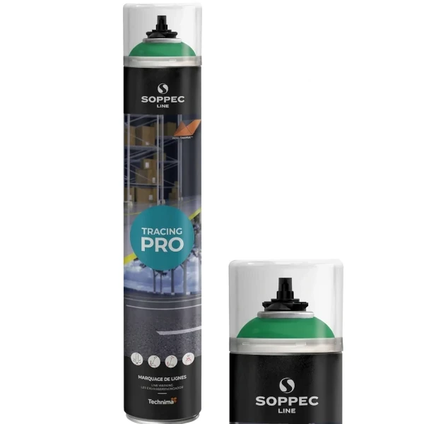 Farba w sprayu do malowania linii Soppec Tracing Pro w kolorze zielonym RAL 6024, puszka 750 ml.