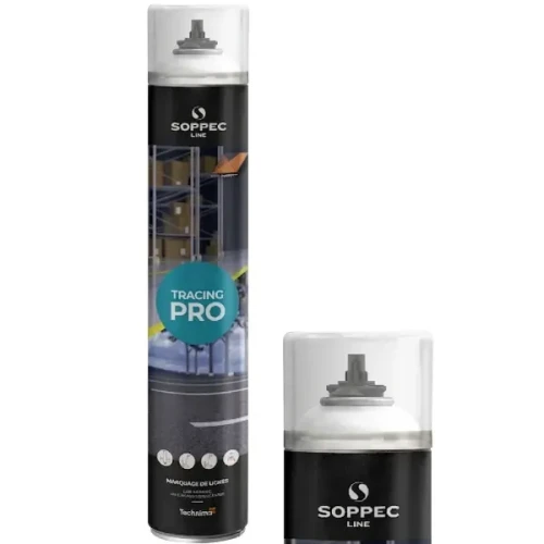 Farba w sprayu do malowania linii Soppec Tracing Pro w kolorze białym RAL 9016, puszka 750 ml.