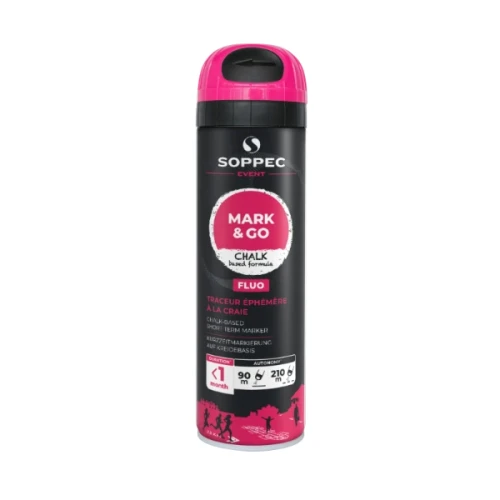 Spray do znakowania tymczasowego Soppec Mark Go 500 ml różowy fluo zmywalny marker kredowy w aerozolu.