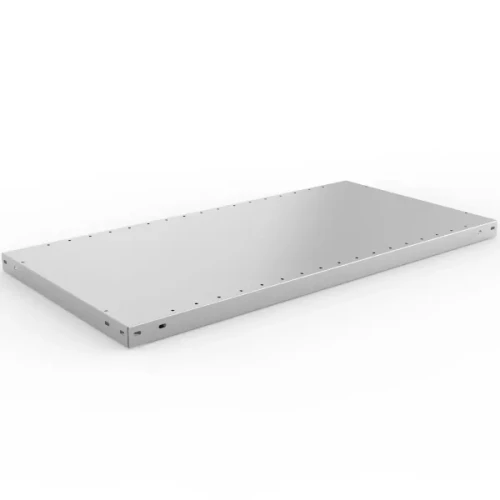 Półka systemowa META CLIP 150 kg o wymiarach 100x40 cm ze stali ocynkowanej Sendzimira, widok od góry.