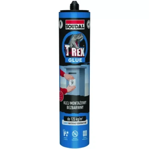 Klej montażowy bezbarwny T-REX 310ml Soudal.