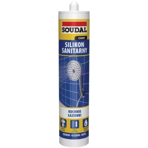Silikon sanitarny czarny kartusz 280ml Soudal.