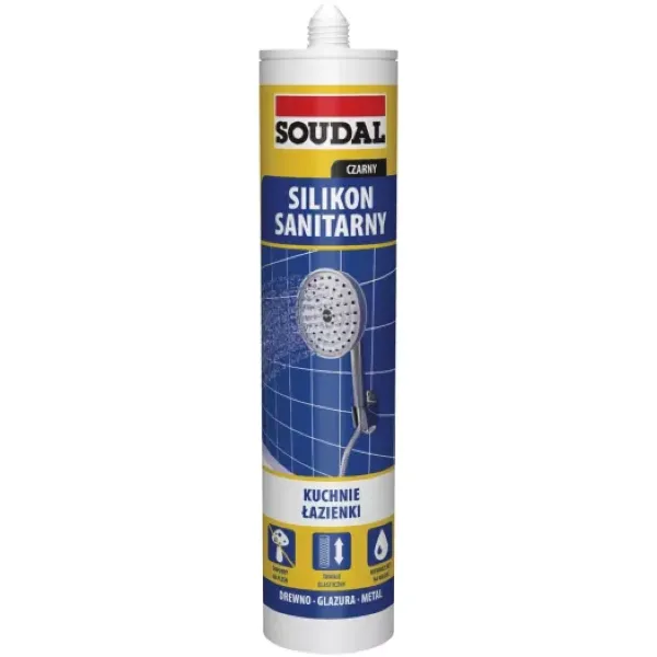 Silikon sanitarny czarny kartusz 280ml Soudal.