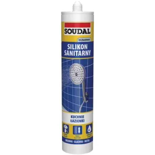 Silikon sanitarny bezbarwny do łazienki 280ml Soudal.