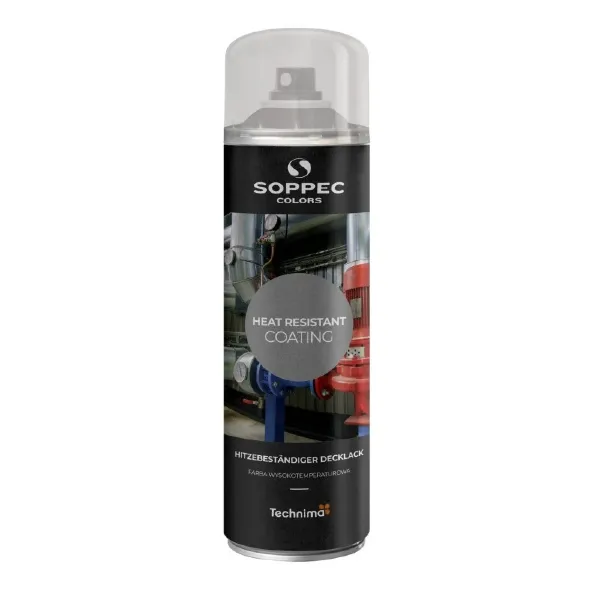 Farba wysokotemperaturowa Soppec Colors Heat Resistant Coating, puszka z przezroczystą nakrętką, lakier żaroodporny.