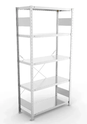 Regał magazynowy META CLIP S3 200x100x40 cm z blachy o grubości 2 mm, widok ogólny.