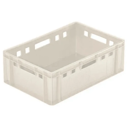 Pełny plastikowy pojemnik na mięso biały - model E2 600x400x200 mm Bekuplast.