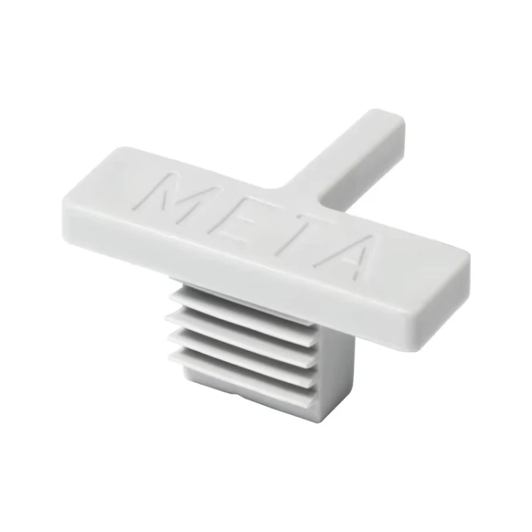 Jasnoszara zaślepka pojedyncza PVC ramy META CLIP nakładka ochronna słupa T regału wolnostojącego.