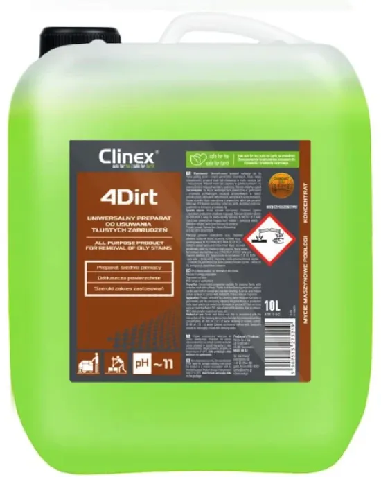 Środek do usuwania tłustych zabrudzeń Clinex 4Dirt w buli - kanistrze o pojemności 10 litrów.