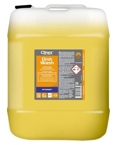 Profesjonalny płyn do zmywarek gastronomicznych Clinex Dish Wash w kanistrze o pojemności 20 litrów.