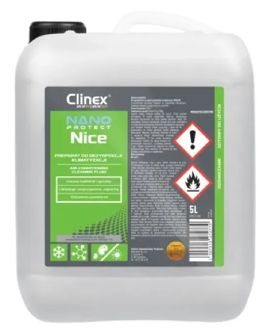 Clinex Nano Protect Nice - profesjonalny płyn do dezynfekcji klimatyzacji w butli o pojemności 5 litrów.