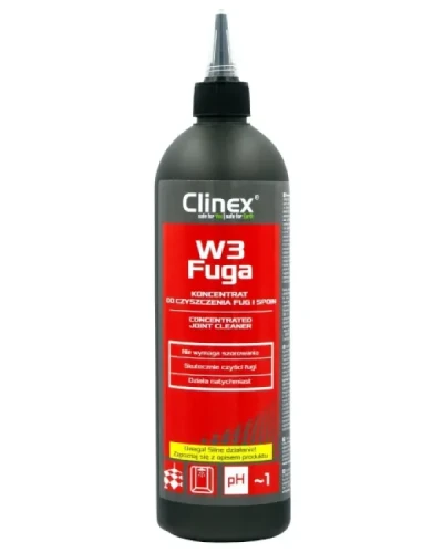 Clinex W3 Fuga - profesjonalny koncentrat do czyszczenia fug i spoin w butelce z aplikatorem o pojemności 500 ml.