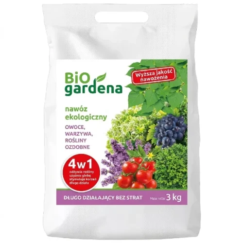Ekologiczny nawóz do warzyw owoców i roślin ozdobnych BiOgardena worek 3 kg.