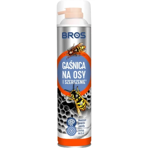 Wielkoobjętościowa gaśnica na osy i szerszenie Bros 600 ml, ciśnieniowy spray gaśniczy do bezpiecznego zwalczania gniazd.