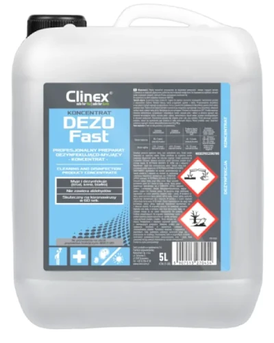Clinex DEZOFast Koncentrat - koncentrat preparatu dezynfekująco-myjącego, butelka 5 litrów.