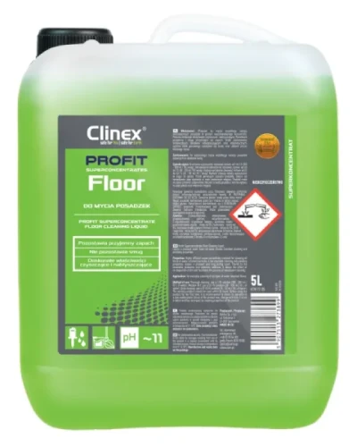 Clinex PROFIT Floor - skuteczny superkoncentrat do mycia wszelkiego rodzaju wodoodpornych posadzek, butelka 5 litrów.