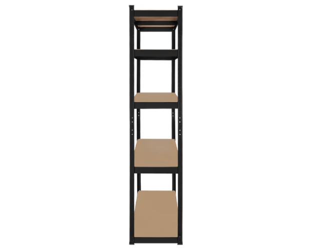 Regał warsztatowy czarny Rebel 180x90x40 cm o nośności 750 kg – widok boczny.