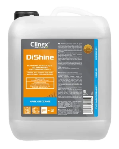 Clinex DiShine – nabłyszczacz do zmywarek gastronomicznych, opakowanie: butla 5 L.