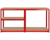 Uniwersalny regał metalowy Rebel 180x90x40 cm czerwony prezentacja stabilnego połączenia poziomów.