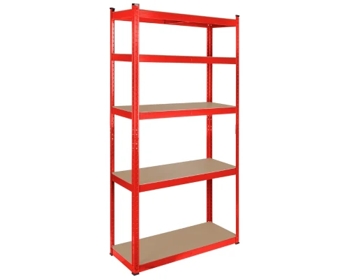 Regał magazynowy metalowy 180x90x40 cm czerwony Rebel widok główny przód.