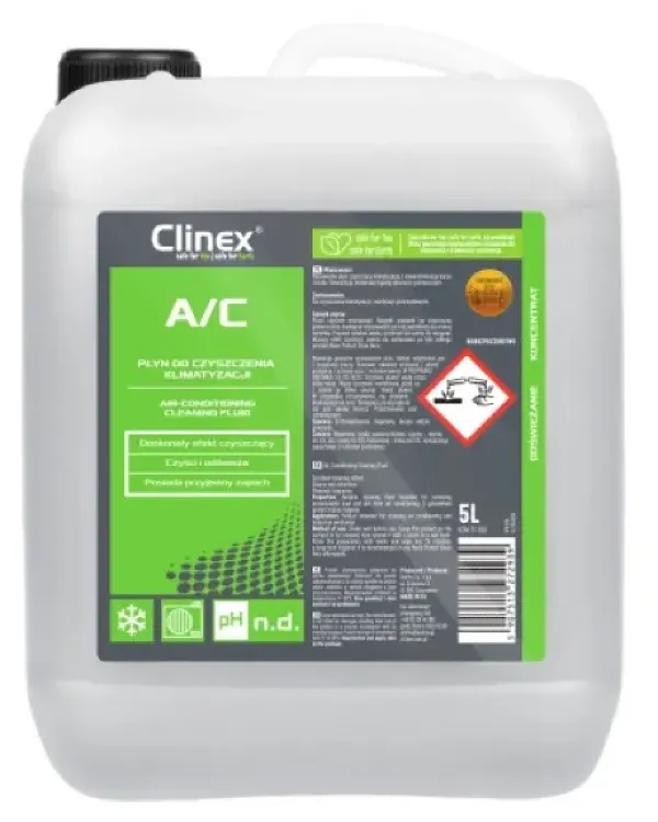 Clinex A/C – Profesjonalny Płyn do Czyszczenia Klimatyzacji, butelka zapasowa o pojemności 5 L.