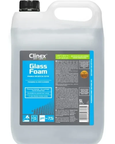 Clinex Glass Foam - profesjonalna pianka do mycia szyb. Butelka z zapasem, pojemność: 5 litrów.