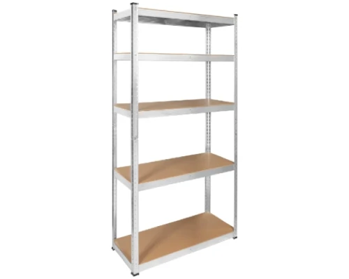 Regał magazynowy metalowy 180x90x40 cm srebrny Rebel widok ogólny przód.