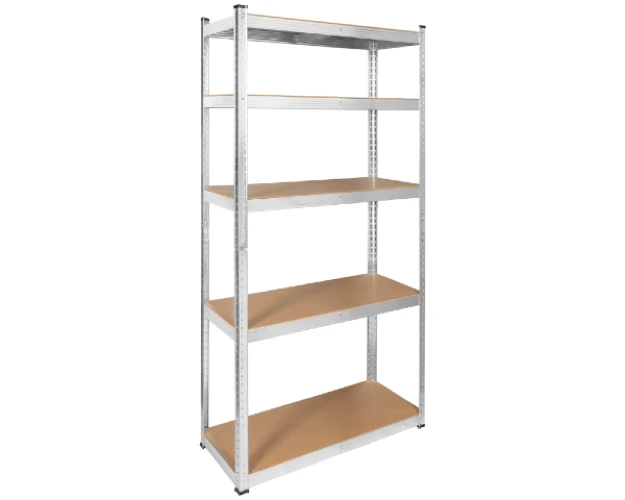 Regał magazynowy metalowy 180x90x40 cm srebrny Rebel widok ogólny przód.
